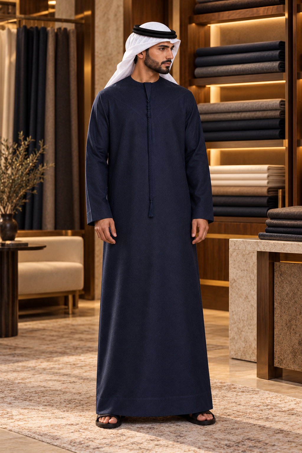 كندورة إماراتية باللون الكحلي الشتوي